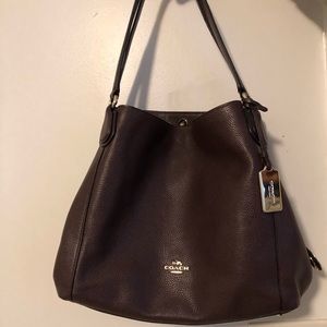 Purple Coach Edie Shoulder Bag 42 with Dust Bag